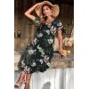 imageEkouaer Nightgowns for Women V Neck Nightshirts Short Sleeve Soft Sleepwear Side Split Pockets Long NightdressBlack Red Floral