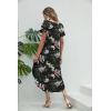 imageEkouaer Nightgowns for Women V Neck Nightshirts Short Sleeve Soft Sleepwear Side Split Pockets Long NightdressBlack Red Floral