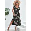 imageEkouaer Nightgowns for Women V Neck Nightshirts Short Sleeve Soft Sleepwear Side Split Pockets Long NightdressBlack Red Floral