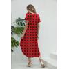 imageEkouaer Nightgowns for Women V Neck Nightshirts Short Sleeve Soft Sleepwear Side Split Pockets Long NightdressBlack Red Plaid