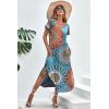 imageEkouaer Nightgowns for Women V Neck Nightshirts Short Sleeve Soft Sleepwear Side Split Pockets Long NightdressBlue Circle