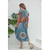 imageEkouaer Nightgowns for Women V Neck Nightshirts Short Sleeve Soft Sleepwear Side Split Pockets Long NightdressBlue Circle