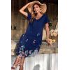 imageEkouaer Nightgowns for Women V Neck Nightshirts Short Sleeve Soft Sleepwear Side Split Pockets Long NightdressBlue Flower