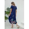 imageEkouaer Nightgowns for Women V Neck Nightshirts Short Sleeve Soft Sleepwear Side Split Pockets Long NightdressBlue Flower