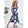 imageEkouaer Nightgowns for Women V Neck Nightshirts Short Sleeve Soft Sleepwear Side Split Pockets Long NightdressBlue Tie Dye