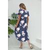 imageEkouaer Nightgowns for Women V Neck Nightshirts Short Sleeve Soft Sleepwear Side Split Pockets Long NightdressBlue Tie Dye