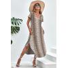 imageEkouaer Nightgowns for Women V Neck Nightshirts Short Sleeve Soft Sleepwear Side Split Pockets Long NightdressBrown Leopard