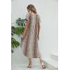 imageEkouaer Nightgowns for Women V Neck Nightshirts Short Sleeve Soft Sleepwear Side Split Pockets Long NightdressBrown Leopard