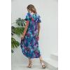 imageEkouaer Nightgowns for Women V Neck Nightshirts Short Sleeve Soft Sleepwear Side Split Pockets Long NightdressDark Blue Tie Dye