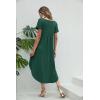 imageEkouaer Nightgowns for Women V Neck Nightshirts Short Sleeve Soft Sleepwear Side Split Pockets Long NightdressDark Green