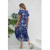 imageEkouaer Nightgowns for Women V Neck Nightshirts Short Sleeve Soft Sleepwear Side Split Pockets Long NightdressEvening Blue Vines