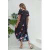 imageEkouaer Nightgowns for Women V Neck Nightshirts Short Sleeve Soft Sleepwear Side Split Pockets Long NightdressFlower Butterfly