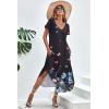 imageEkouaer Nightgowns for Women V Neck Nightshirts Short Sleeve Soft Sleepwear Side Split Pockets Long NightdressFlower Butterfly
