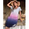 imageEkouaer Nightgowns for Women V Neck Nightshirts Short Sleeve Soft Sleepwear Side Split Pockets Long NightdressGradients Tie Dye