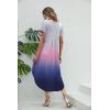 imageEkouaer Nightgowns for Women V Neck Nightshirts Short Sleeve Soft Sleepwear Side Split Pockets Long NightdressGradients Tie Dye