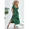 imageEkouaer Nightgowns for Women V Neck Nightshirts Short Sleeve Soft Sleepwear Side Split Pockets Long NightdressGreen Leaf