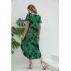 imageEkouaer Nightgowns for Women V Neck Nightshirts Short Sleeve Soft Sleepwear Side Split Pockets Long NightdressGreen Leaf