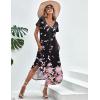 imageEkouaer Nightgowns for Women V Neck Nightshirts Short Sleeve Soft Sleepwear Side Split Pockets Long NightdressPink Flower
