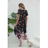imageEkouaer Nightgowns for Women V Neck Nightshirts Short Sleeve Soft Sleepwear Side Split Pockets Long NightdressPink Flower