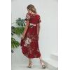 imageEkouaer Nightgowns for Women V Neck Nightshirts Short Sleeve Soft Sleepwear Side Split Pockets Long NightdressWine Red Floral
