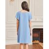 imageEkouaer Womens Nightgown Lace Trim Sleep Shirt Flare Short Sleeve Nightshirt Pleated Nightdress V Neck Pajama DressClear Blue