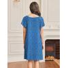 imageEkouaer Womens Nightgown Lace Trim Sleep Shirt Flare Short Sleeve Nightshirt Pleated Nightdress V Neck Pajama DressDog Paws Blue