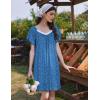 imageEkouaer Womens Nightgown Lace Trim Sleep Shirt Flare Short Sleeve Nightshirt Pleated Nightdress V Neck Pajama DressDog Paws Blue