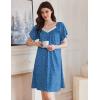 imageEkouaer Womens Nightgown Lace Trim Sleep Shirt Flare Short Sleeve Nightshirt Pleated Nightdress V Neck Pajama DressDog Paws Blue