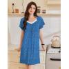 imageEkouaer Womens Nightgown Lace Trim Sleep Shirt Flare Short Sleeve Nightshirt Pleated Nightdress V Neck Pajama DressDog Paws Blue
