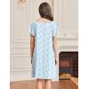 imageEkouaer Womens Nightgown Lace Trim Sleep Shirt Flare Short Sleeve Nightshirt Pleated Nightdress V Neck Pajama DressFloral Blue