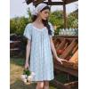 imageEkouaer Womens Nightgown Lace Trim Sleep Shirt Flare Short Sleeve Nightshirt Pleated Nightdress V Neck Pajama DressFloral Blue