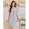 imageEkouaer Womens Nightgown Lace Trim Sleep Shirt Flare Short Sleeve Nightshirt Pleated Nightdress V Neck Pajama DressLight Grey