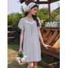imageEkouaer Womens Nightgown Lace Trim Sleep Shirt Flare Short Sleeve Nightshirt Pleated Nightdress V Neck Pajama DressLight Grey