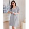 imageEkouaer Womens Nightgown Lace Trim Sleep Shirt Flare Short Sleeve Nightshirt Pleated Nightdress V Neck Pajama DressLight Grey