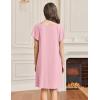 imageEkouaer Womens Nightgown Lace Trim Sleep Shirt Flare Short Sleeve Nightshirt Pleated Nightdress V Neck Pajama DressMisty Rose