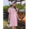 imageEkouaer Womens Nightgown Lace Trim Sleep Shirt Flare Short Sleeve Nightshirt Pleated Nightdress V Neck Pajama DressMisty Rose
