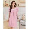 imageEkouaer Womens Nightgown Lace Trim Sleep Shirt Flare Short Sleeve Nightshirt Pleated Nightdress V Neck Pajama DressMisty Rose