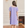imageEkouaer Womens Nightgown Lace Trim Sleep Shirt Flare Short Sleeve Nightshirt Pleated Nightdress V Neck Pajama DressPurple Floral