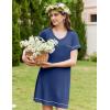 imageEkouaer Womens Nightgowns for Women Short Sleeves V Neck Sleepwear Plus Size Sleepshirt Short Nightshirt Tshirts Dress SXXLBlue