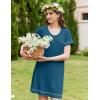 imageEkouaer Womens Nightgowns for Women Short Sleeves V Neck Sleepwear Plus Size Sleepshirt Short Nightshirt Tshirts Dress SXXLBlue Green