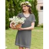 imageEkouaer Womens Nightgowns for Women Short Sleeves V Neck Sleepwear Plus Size Sleepshirt Short Nightshirt Tshirts Dress SXXLDark Grey
