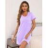 imageEkouaer Womens Nightgowns for Women Short Sleeves V Neck Sleepwear Plus Size Sleepshirt Short Nightshirt Tshirts Dress SXXLLilac