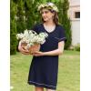 imageEkouaer Womens Nightgowns for Women Short Sleeves V Neck Sleepwear Plus Size Sleepshirt Short Nightshirt Tshirts Dress SXXLNavy Blue