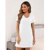 imageEkouaer Womens Nightgowns for Women Short Sleeves V Neck Sleepwear Plus Size Sleepshirt Short Nightshirt Tshirts Dress SXXLWhite