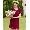 imageEkouaer Womens Nightgowns for Women Short Sleeves V Neck Sleepwear Plus Size Sleepshirt Short Nightshirt Tshirts Dress SXXLWine Red