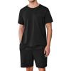 imageEkouaer Mens Pajamas Set Cotton Short Sleeve Sleepwear 2 Piece Pj Sets for Men Soft Nightwear with Pockets SXXLBlack