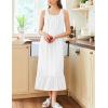 imageEkouaer 2 Pack Nightgowns for Women Sleeveless Long Night Gowns Victorian Nightdress with Pockets Soft Ladies GownWhiteDog Footprints