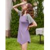 imageEkouaer Nightgowns for Women Bamboo Viscose Sleep Shirts Short Sleeve Nightshirt Casual Sleepdress Soft Sleepwear SXXXLLilac