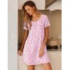 imageEkouaer Nightgowns for Women Lace Nightshirt Short Sleeve Sleepshirt Ladies Pullover Night Gown Soft Sleepwear SXXXLFloral Pink