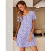imageEkouaer Nightgowns for Women Lace Nightshirt Short Sleeve Sleepshirt Ladies Pullover Night Gown Soft Sleepwear SXXXLFloral Purple